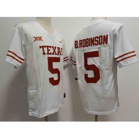 Men Texas Longhorns #5 Bijan Robinson Nike NCAA Stitched White Football Jersey